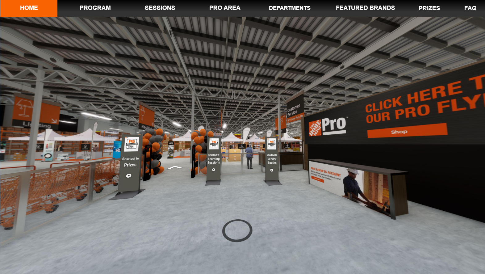 A virtual room simulating a Home Depot store