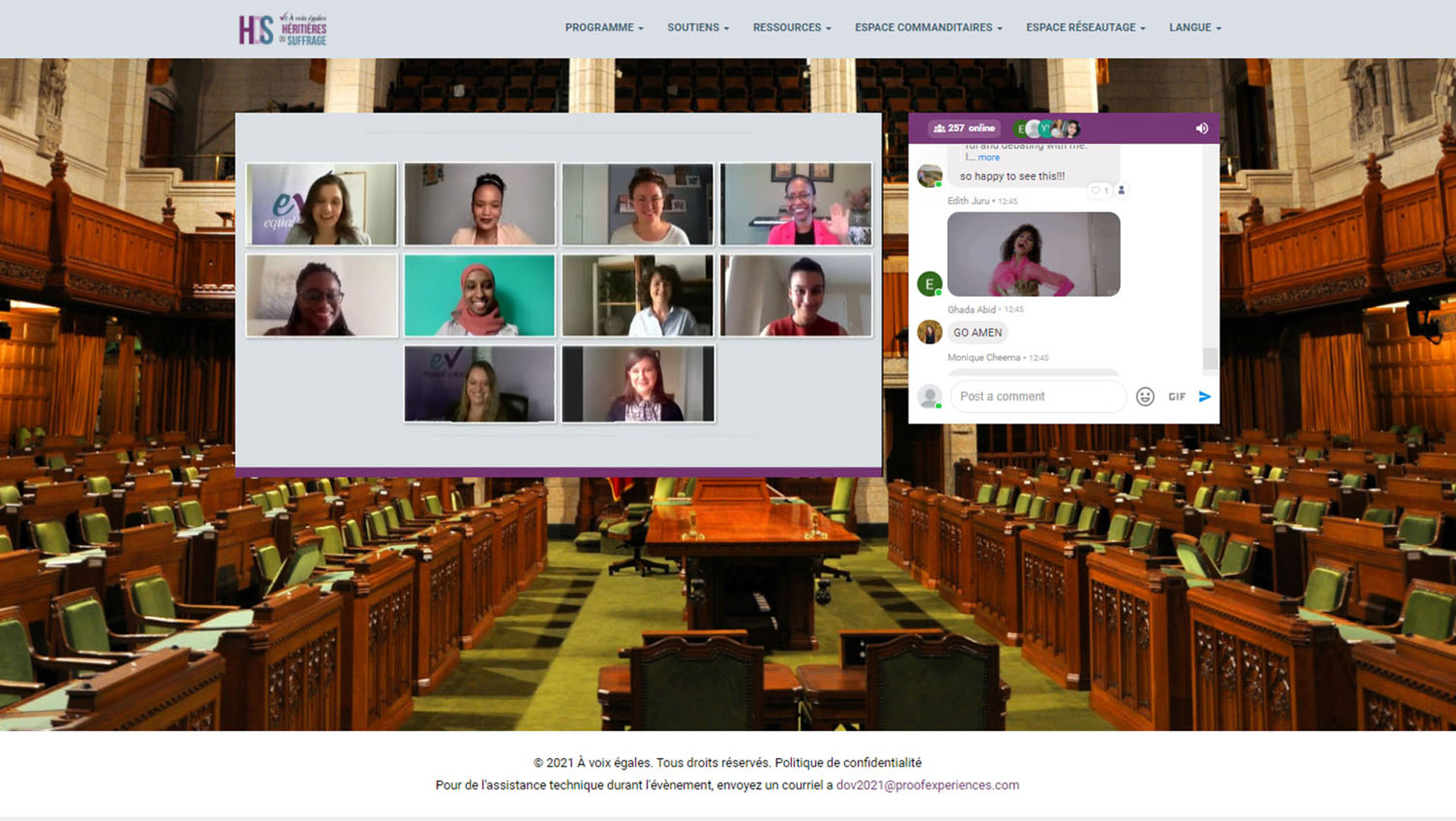 Group of women interacting virtually at a Daughter of the Vote event