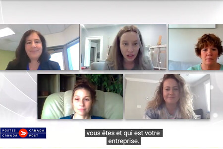 a group of women attending a Canada Post virtual event