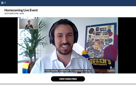 A man speaking virtually with a sign language interpreter